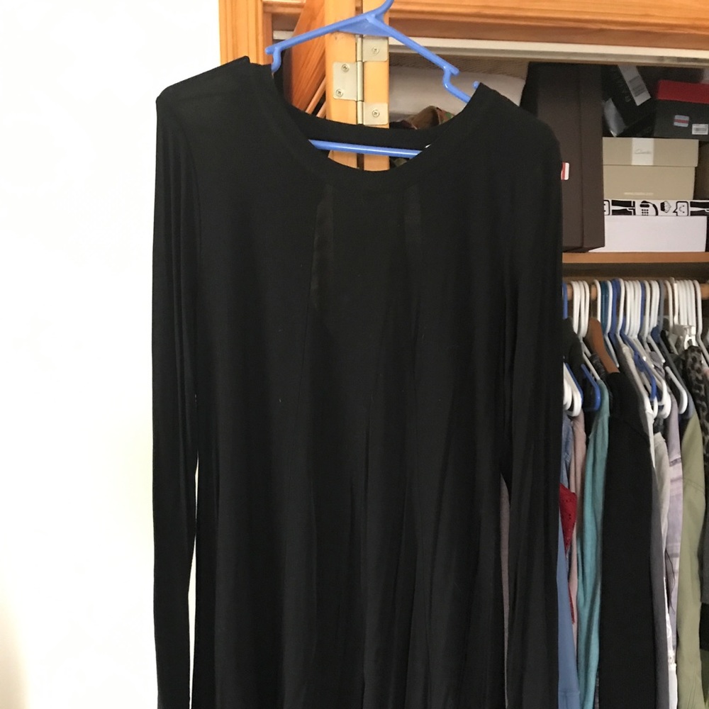 Black dress with open upper back long sleeves